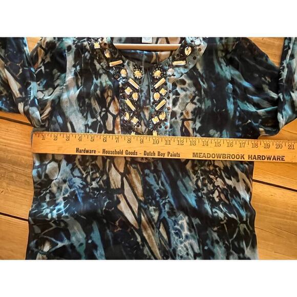 Chico's women's sheer embellished beaded multi color top/blouse. Size 1. - Picture 7 of 10